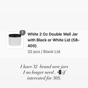 White 2oz product jars with black lid
